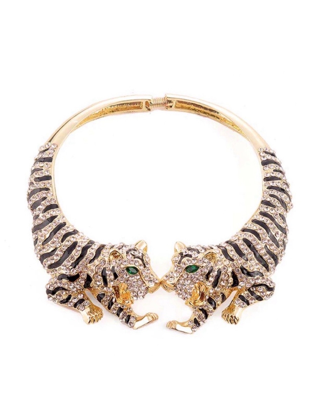 NWT ⚜️🖤⚜️ NATASHA GREEN EYED TIGERS STATEMENT NECKLACE
